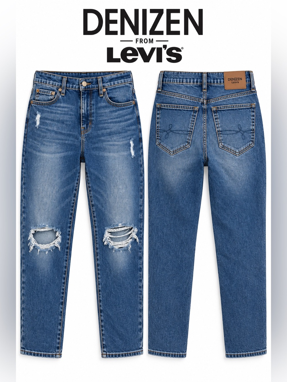 Denizen from Levi's Mom Jean Distressed Blue Denim W28